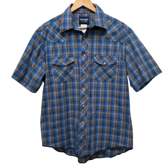 Wrangler Pearl Snap Short Sleeve Plaid Shirt - Picture 1 of 9